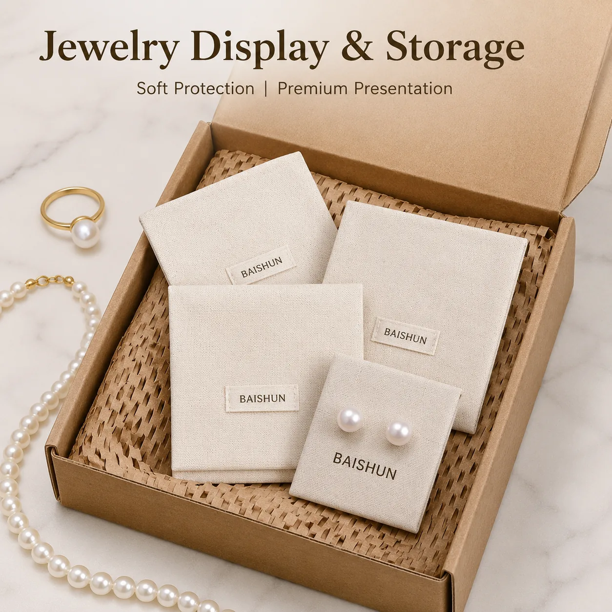 Textured Jewelry Flap Pouch Set — main product view