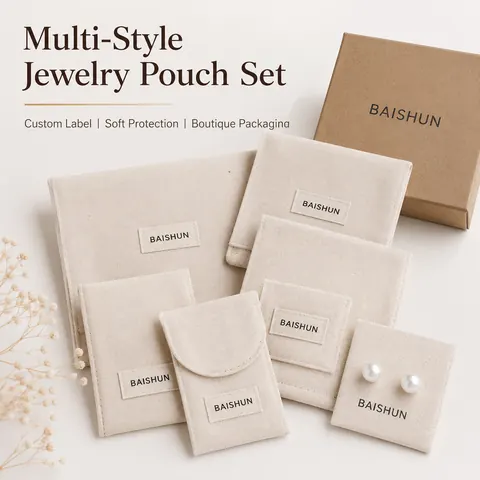 Textured Jewelry Flap Pouch Set — product gallery view