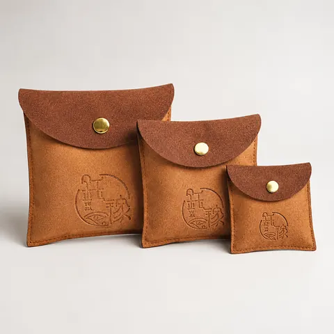 Suede-Look Snap Jewelry Pouch