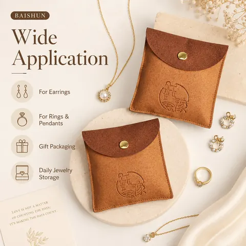 Suede-Look Snap Jewelry Pouch — product gallery view