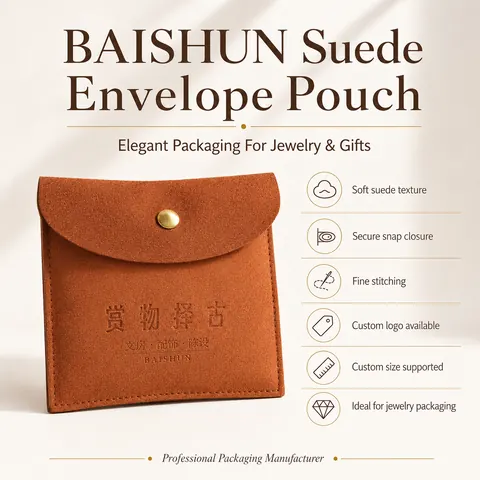 Suede-Look Snap Jewelry Pouch — product gallery view