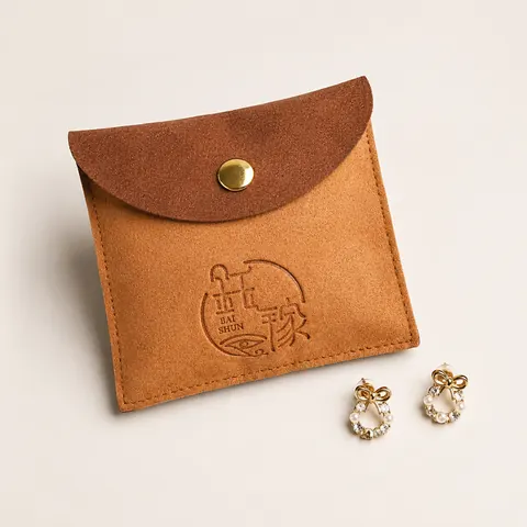 Suede-Look Snap Jewelry Pouch — product gallery view