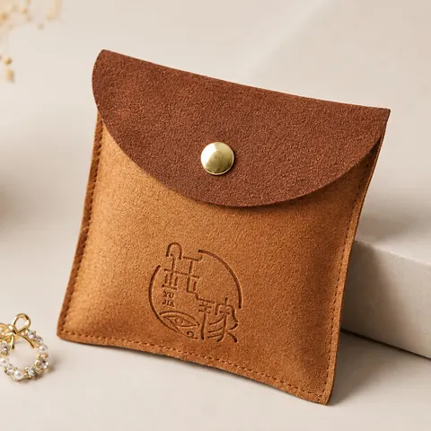 Suede-Look Snap Jewelry Pouch — product gallery view