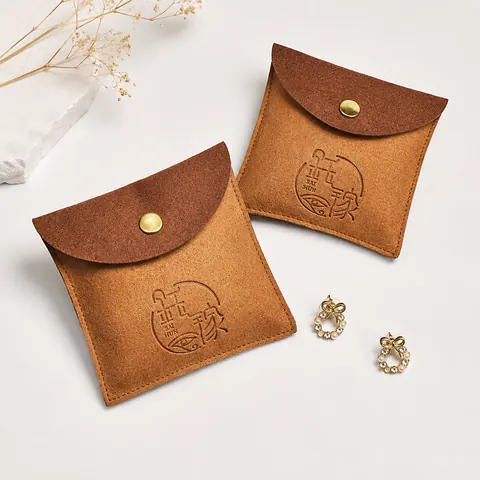 Suede-Look Snap Jewelry Pouch — product gallery view