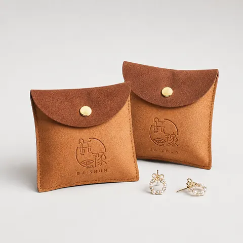 Suede-Look Snap Jewelry Pouch — product gallery view