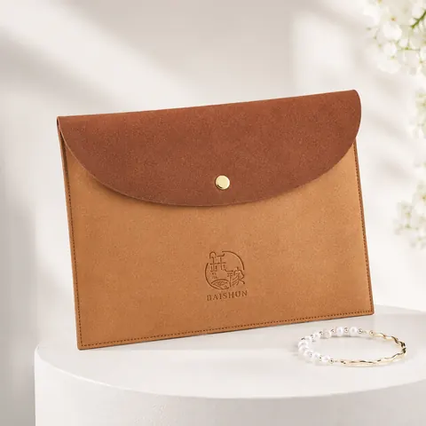 Suede-Look Snap Jewelry Pouch — product gallery view