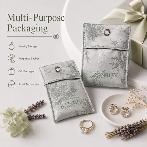 Jacquard-Look Snap Jewelry Pouch — product gallery view