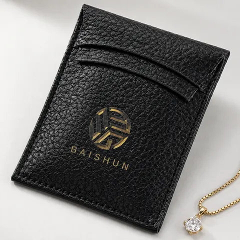 Black Leather-Look Jewelry Envelope Pouch