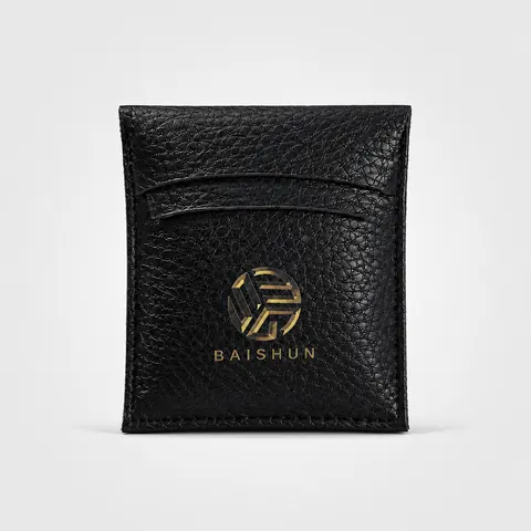 Black Leather-Look Jewelry Envelope Pouch — product gallery view