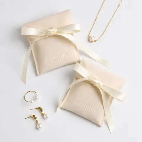 Light Satin-Look Bow Jewelry Pouch — product gallery view