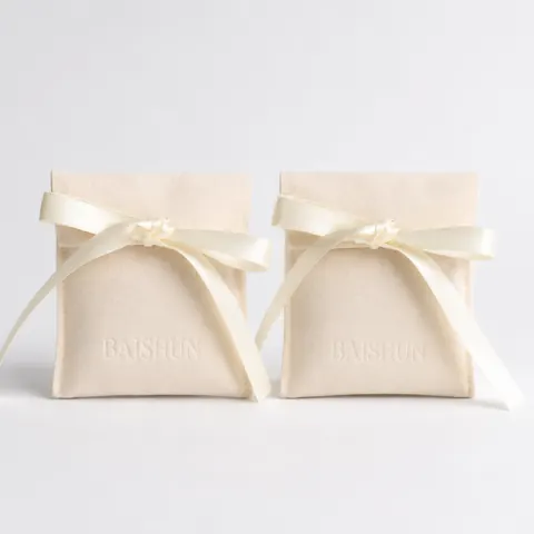 Light Satin-Look Bow Jewelry Pouch — product gallery view