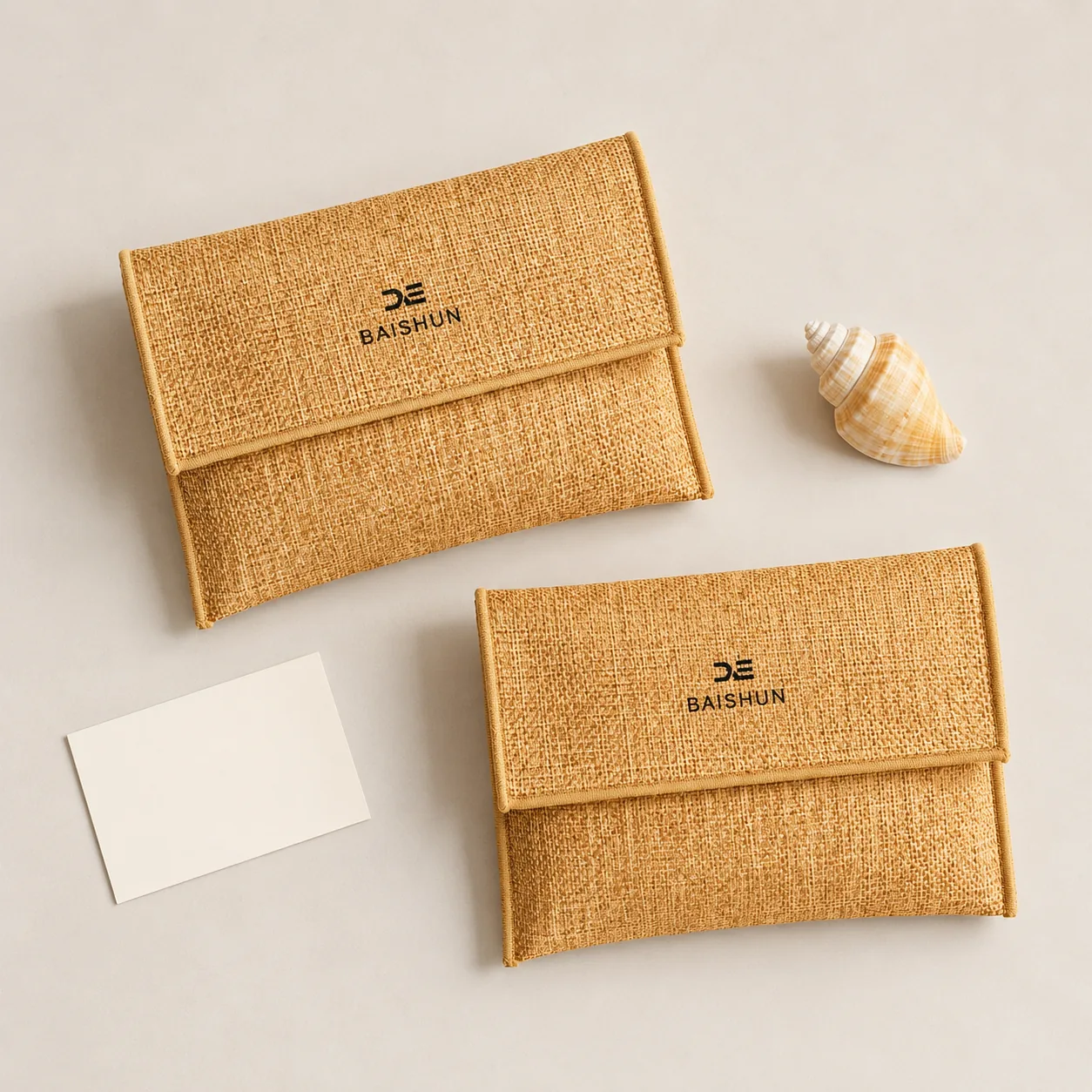 Tan Textured Flap Jewelry Pouch — main product view