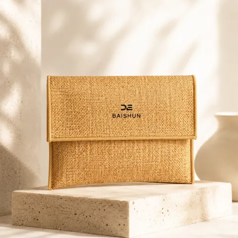 Tan Textured Flap Jewelry Pouch — product gallery view