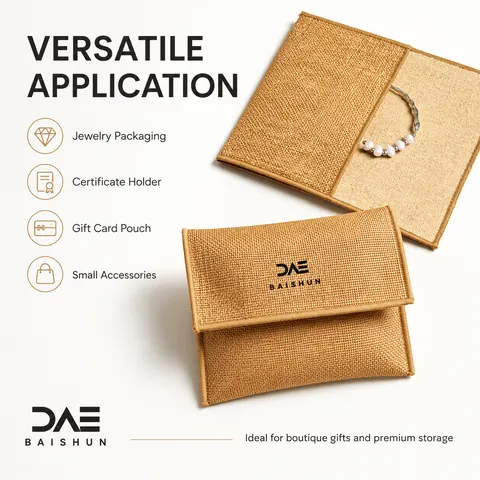Tan Textured Flap Jewelry Pouch — product gallery view
