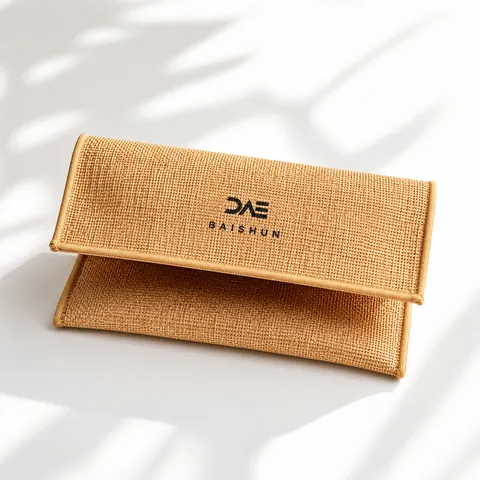 Tan Textured Flap Jewelry Pouch — product gallery view
