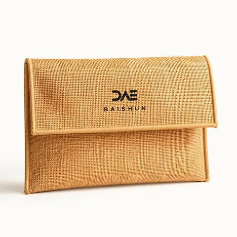 Tan Textured Flap Jewelry Pouch — product gallery view