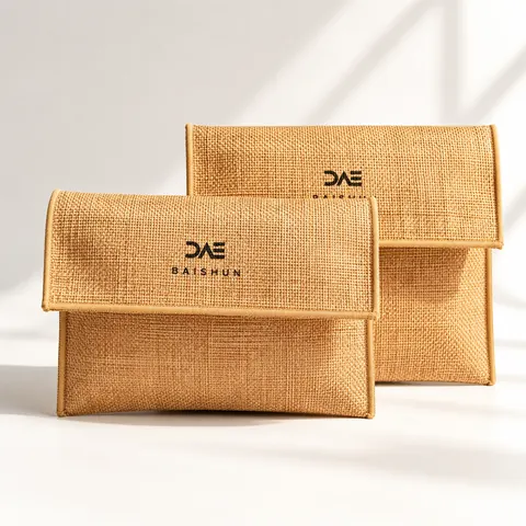 Tan Textured Flap Jewelry Pouch — product gallery view