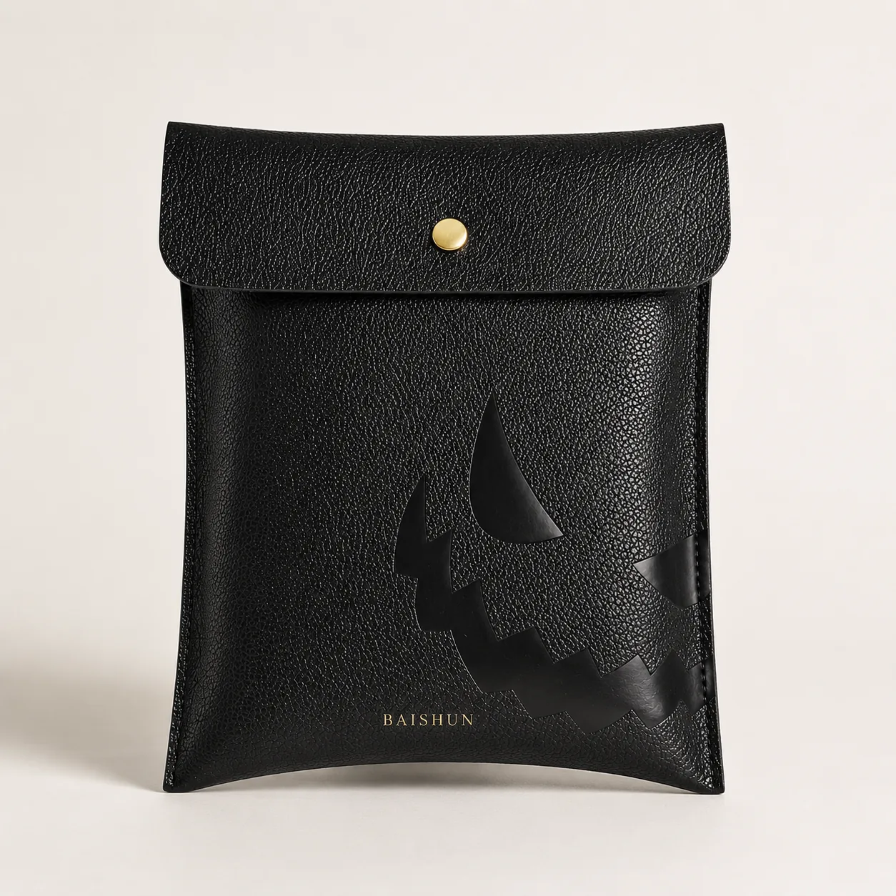 Black Leather-Look Cutout Jewelry Pouch — main product view