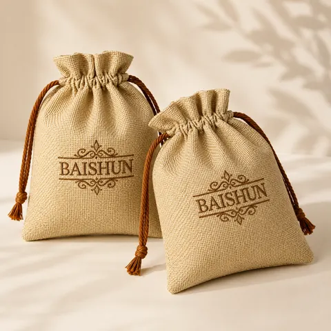Natural Jute Drawstring Pouch — product gallery view