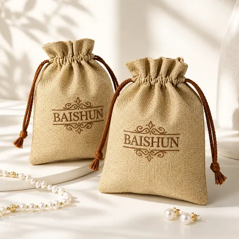 Natural Jute Drawstring Pouch — product gallery view
