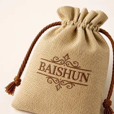 Natural Jute Drawstring Pouch — product gallery view