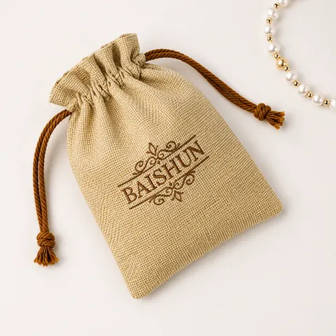 Natural Jute Drawstring Pouch — product gallery view