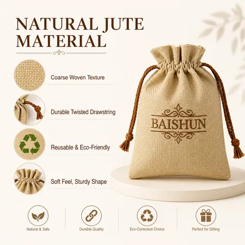 Natural Jute Drawstring Pouch — product gallery view
