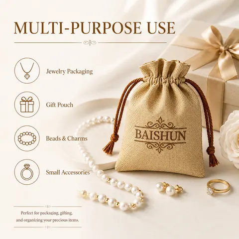 Natural Jute Drawstring Pouch — product gallery view