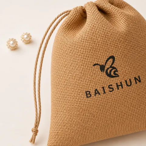 Brown Textured Drawstring Pouch — product gallery view