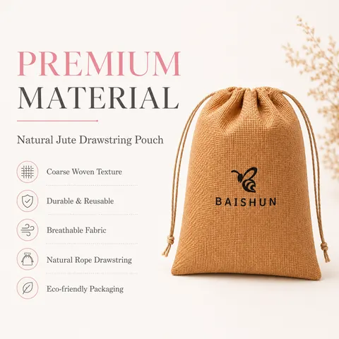 Brown Textured Drawstring Pouch — product gallery view