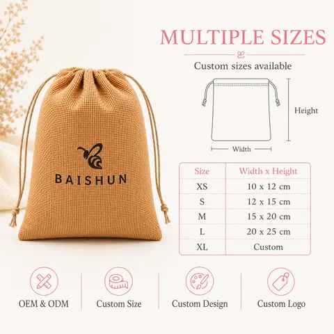 Brown Textured Drawstring Pouch — product gallery view