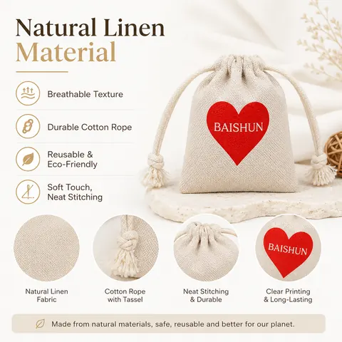 Heart Print Light Drawstring Pouch — product gallery view