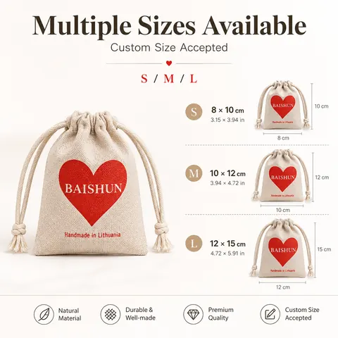 Heart Print Light Drawstring Pouch — product gallery view