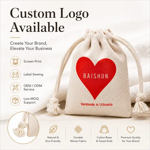Heart Print Light Drawstring Pouch — product gallery view