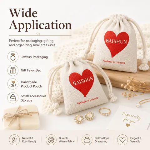 Heart Print Light Drawstring Pouch — product gallery view