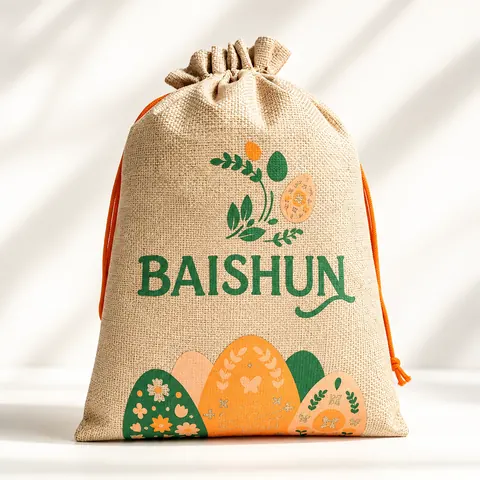 Citrus Print Jute Drawstring Pouch — product gallery view