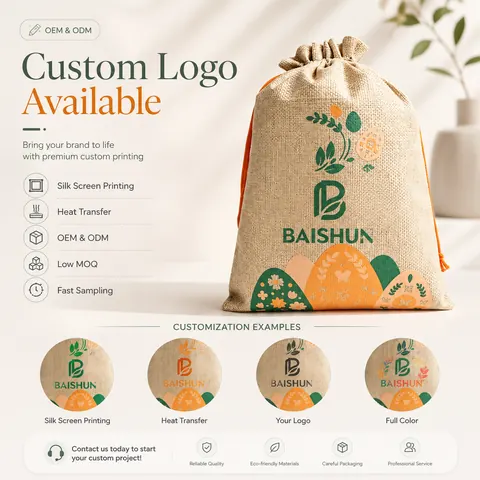 Citrus Print Jute Drawstring Pouch — product gallery view