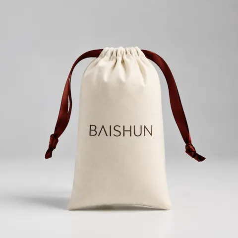 Contrast-Cord Light Fabric Pouch — product gallery view