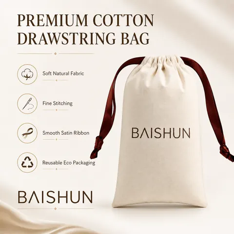 Contrast-Cord Light Fabric Pouch — product gallery view