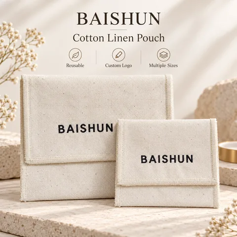 Natural Fabric Tie-Closure Pouch — product view 1