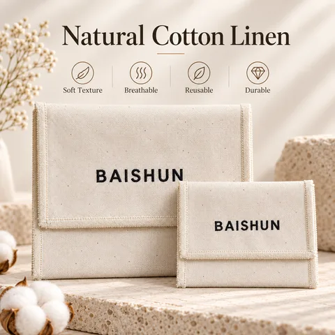 Natural Fabric Tie-Closure Pouch — product view 2