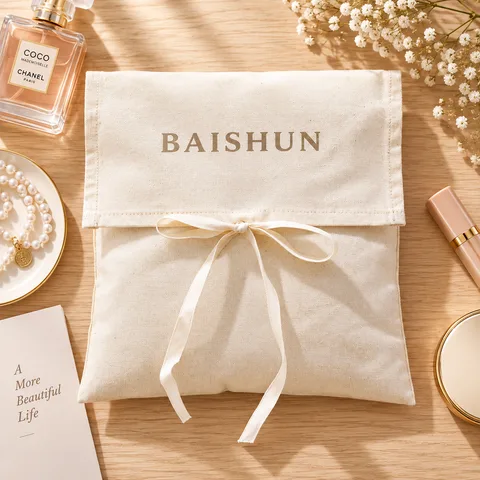 Natural Fabric Tie Pouch — product view 4