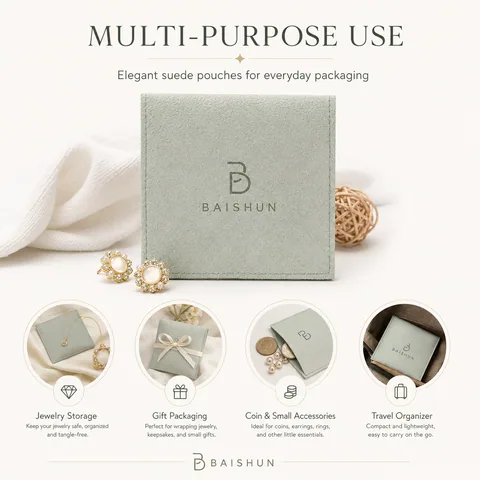 Beige Microfiber Suede Jewelry Pouch