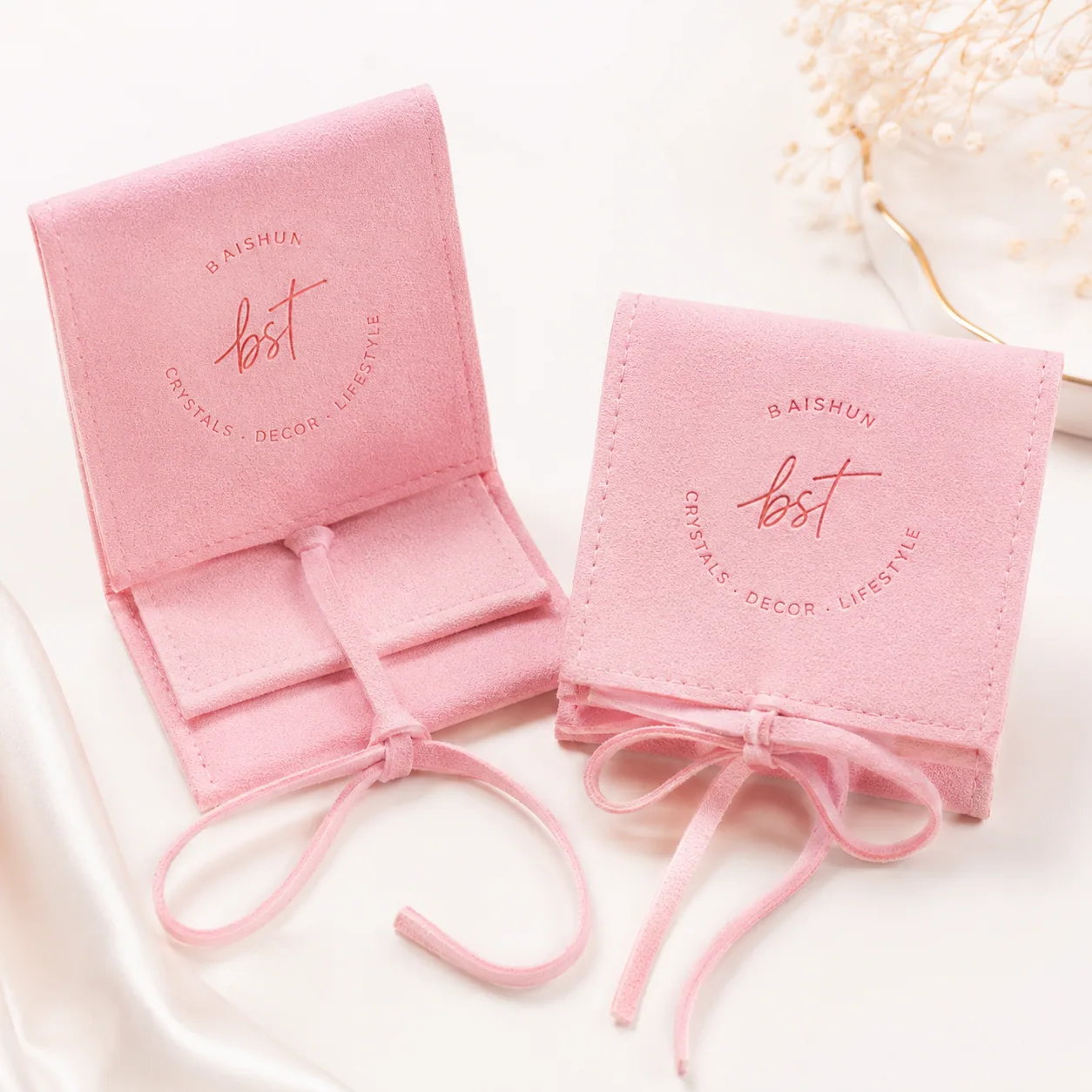 Blush Microfiber Suede Jewelry Pouch