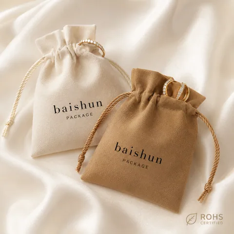 Tan Microfiber Suede Jewelry Pouch