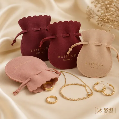 Taupe Microfiber Suede Jewelry Pouch