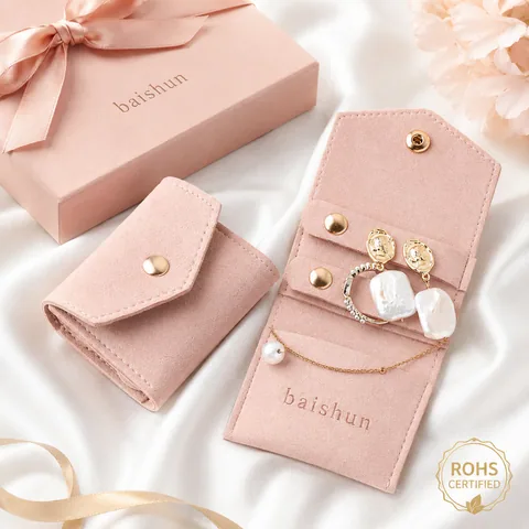 Beige Microfiber Suede Jewelry Pouch