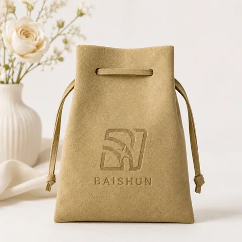 Tan Microfiber Suede Jewelry Pouch