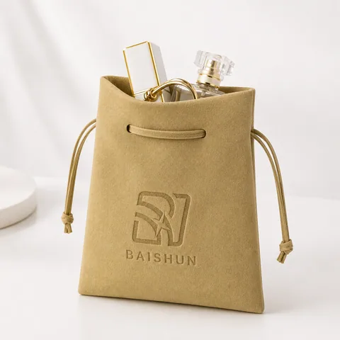 Tan Microfiber Suede Jewelry Pouch