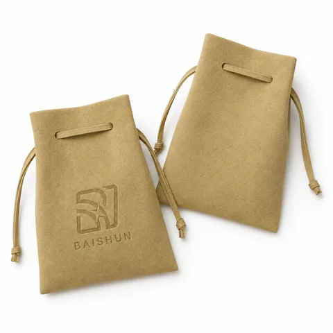 Tan Microfiber Suede Jewelry Pouch